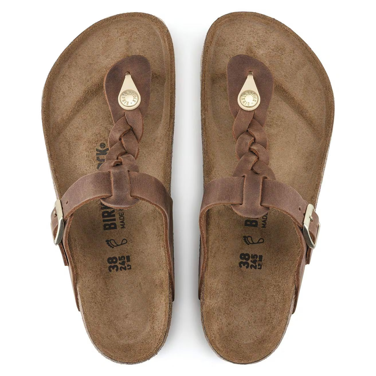 Birkenstock 1021355 Gizeh Braided Pelle oliata cognac