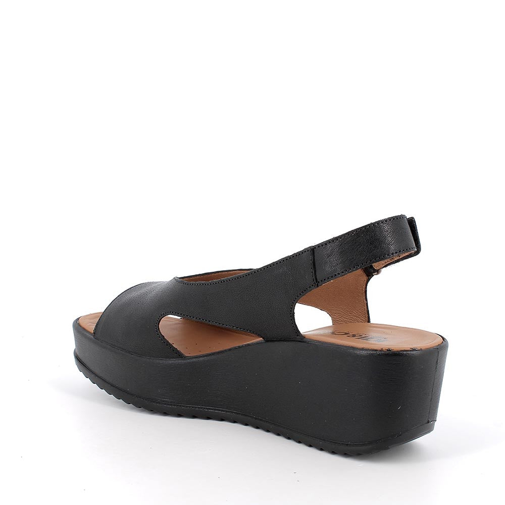 Igi&Co 7666000 Sandali con zeppa in pelle da donna nero