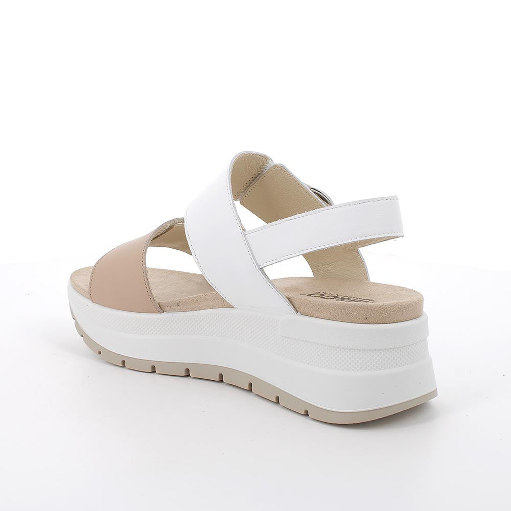 Igi&Co 7677600 Sandali con zeppa in pelle da donna castoro-bianco