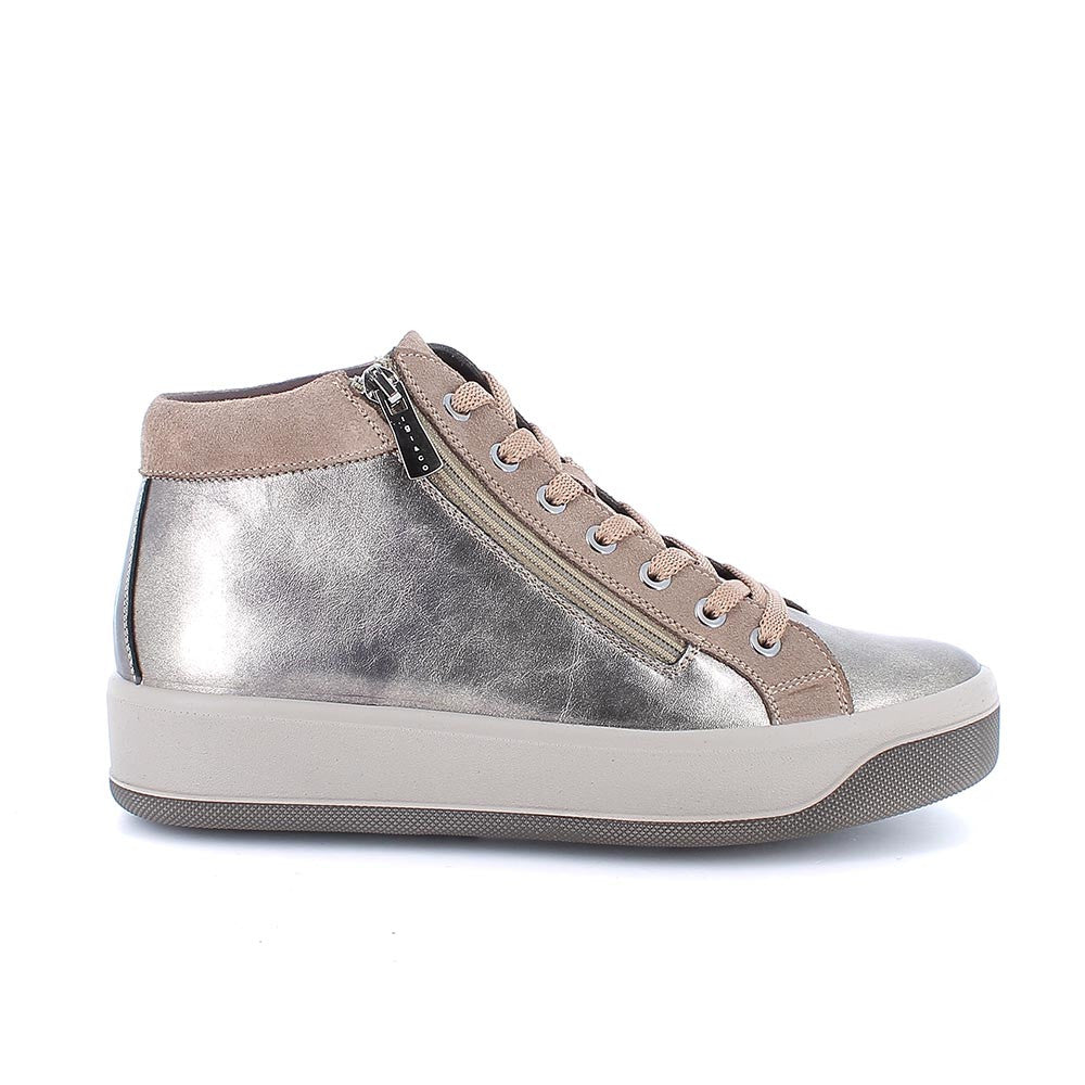 Igi&Co 8670011 Sneakers alte da donna platino con zip