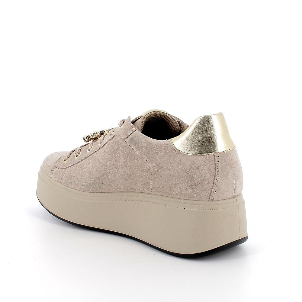 Igi&Co 8671233 Sneakers con zeppa da donna beige con lacci