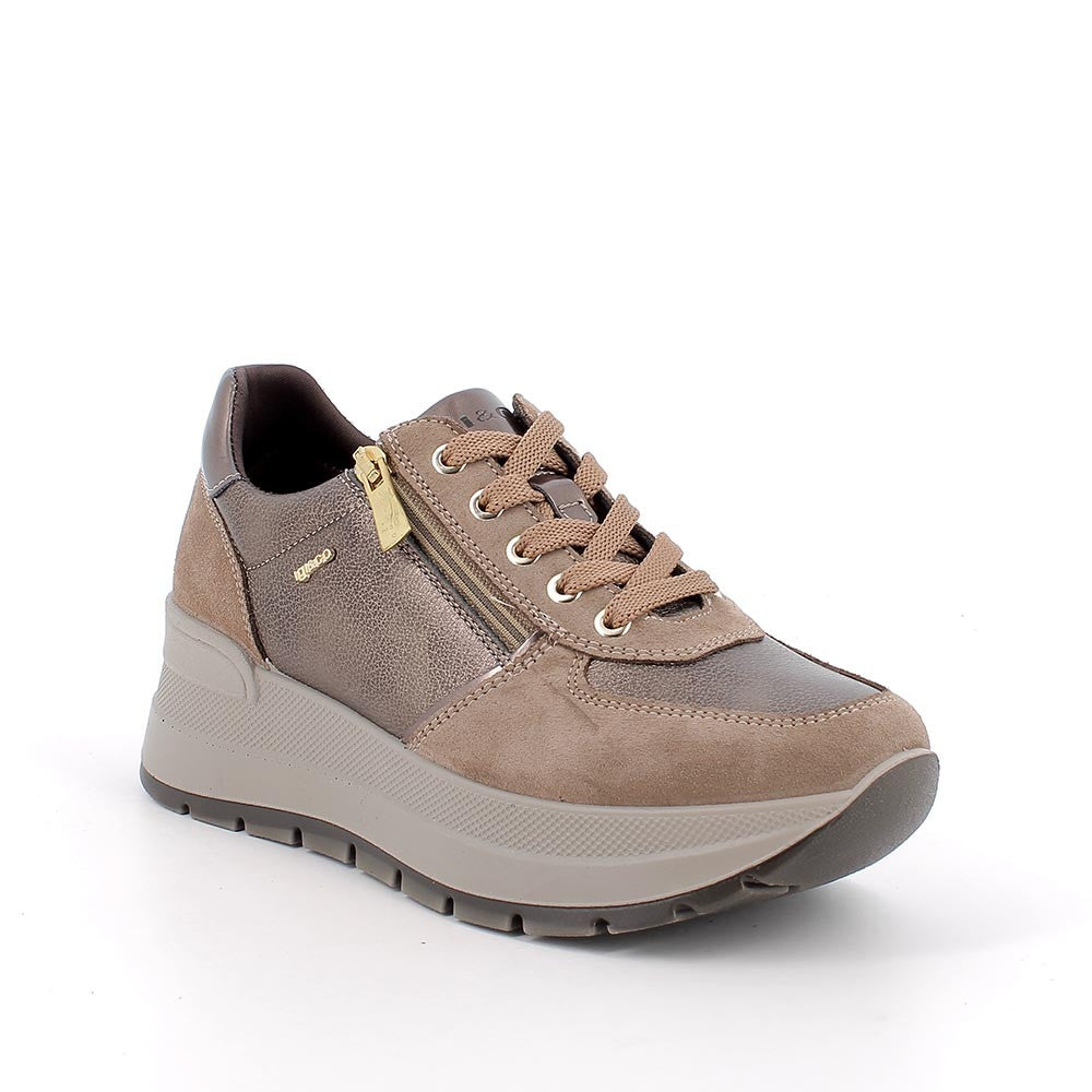 Igi&Co 8677522 Sneakers con zeppa da donna marrone con zip
