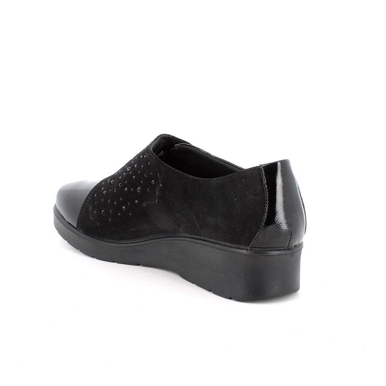 Enval Soft 8761300 Scarpe nere con zeppa in pelle da donna