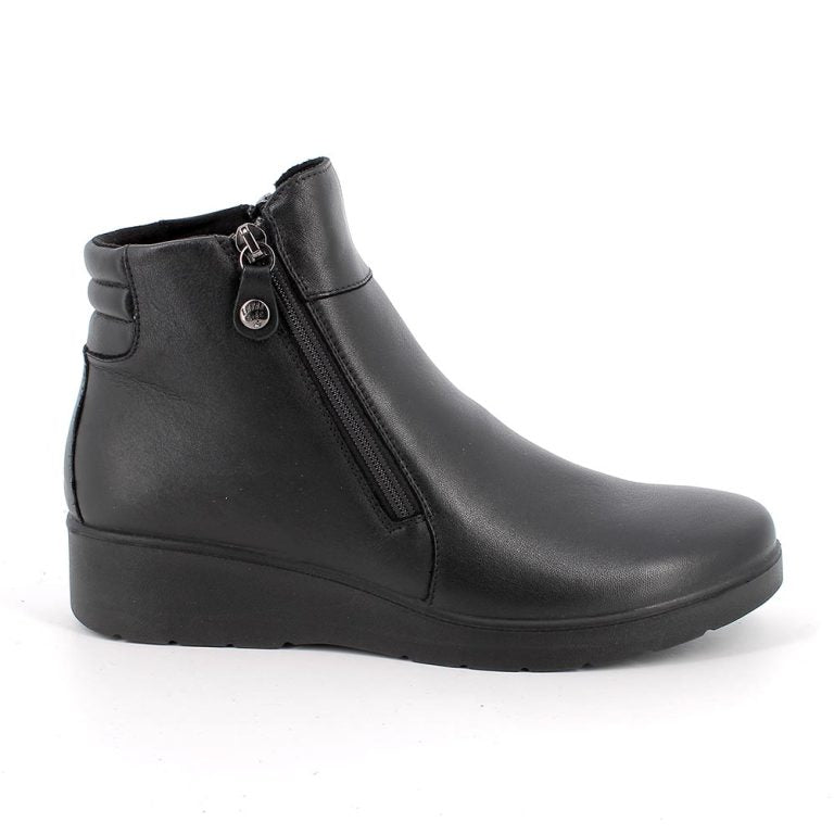 Enval Soft 8761400 Stivaletti neri con zeppa in pelle da donna