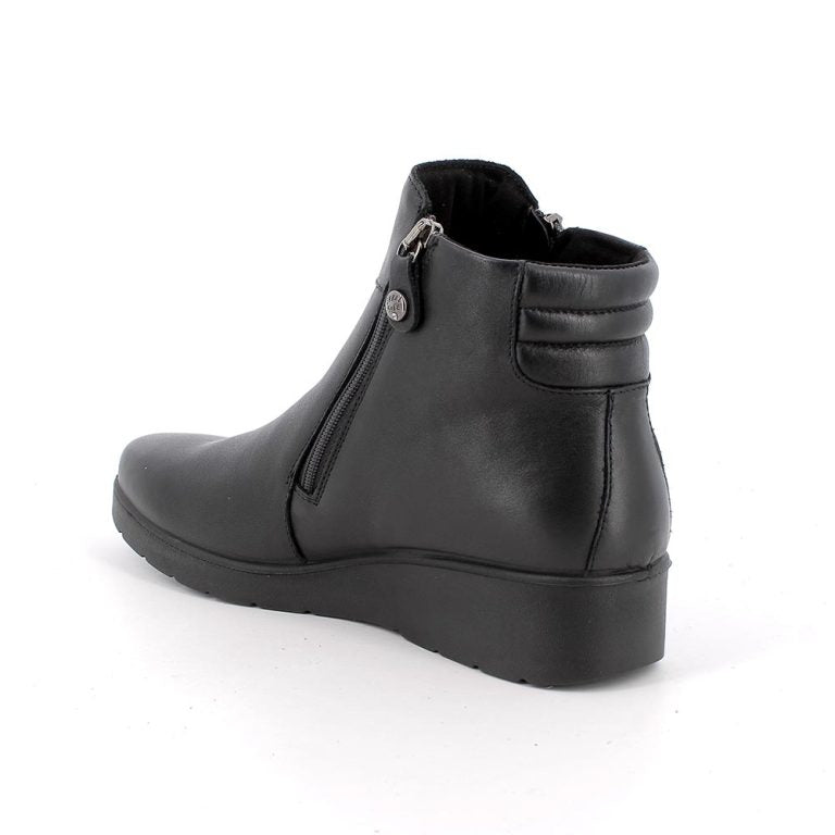 Enval Soft 8761400 Stivaletti neri con zeppa in pelle da donna