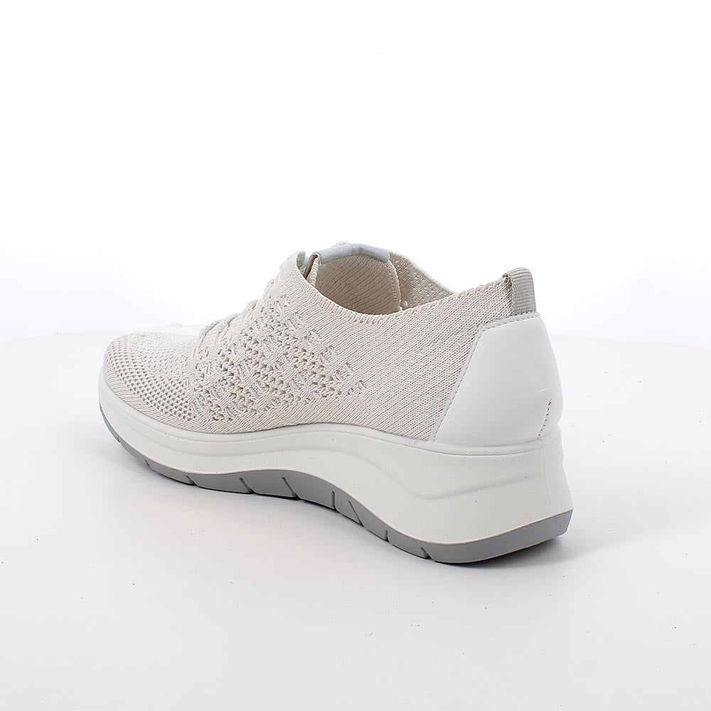 Igi&Co 1140844 Scarpe con zeppa da donna bianco e argento con lacci