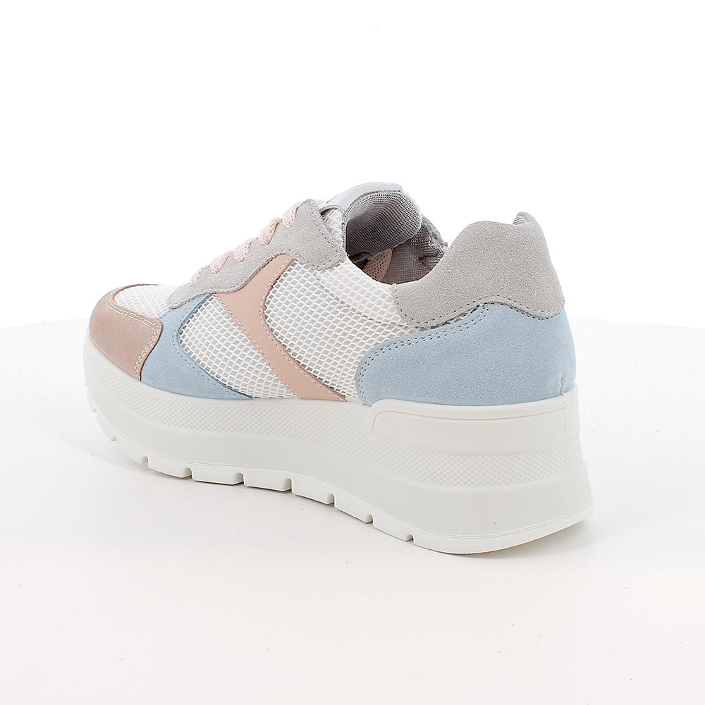 Igi&Co 1157033 Sneakers con zeppa da donna rosa e celeste con lacci