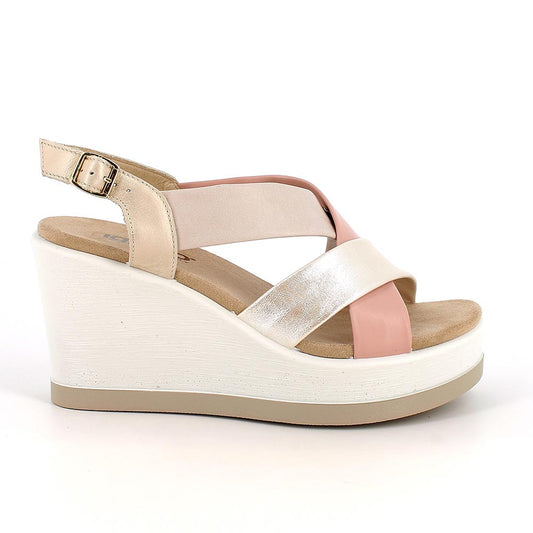 Igi&Co 1173211 Sandali con zeppa da donna platino e rosa con fibbia