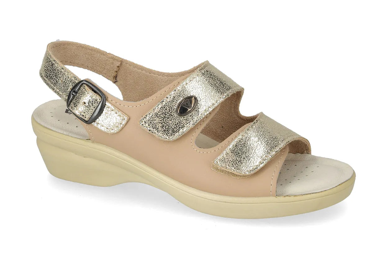Valleverde 25313 sandalo con velcro, sottopiede in pelle