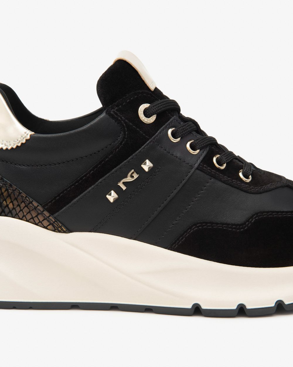 Nero Giardini I514065D Sneakers Donna in Suede, Pelle e Materiale Tecnico