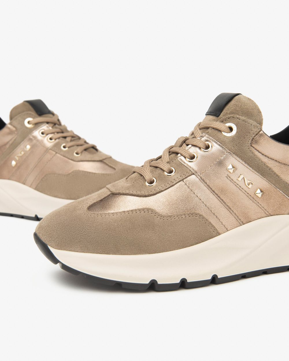 Nero Giardini I514066D Sneakers Donna in Suede, Pelle e Materiale Tecnico