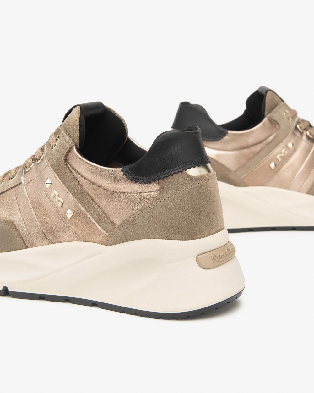 Nero Giardini I514066D Sneakers Donna in Suede, Pelle e Materiale Tecnico