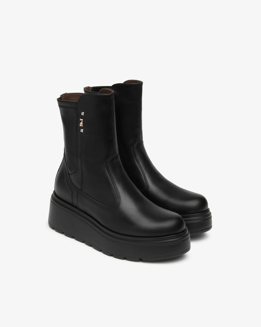 Nero Giardini I618110D Stivaletti da donna in pelle e tessuto tecnico