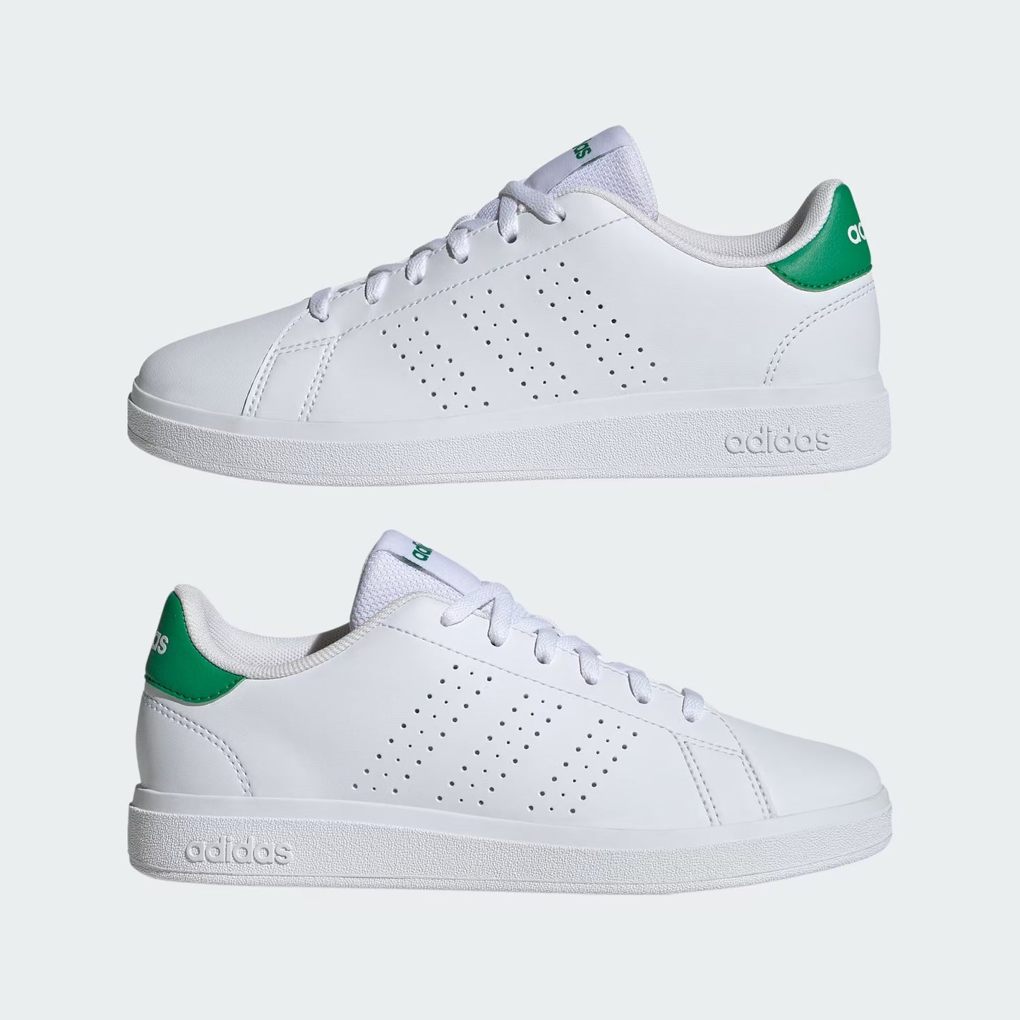 Adidas ID3889 Scarpe Advantage Base 2.0 Junior Cloud White / Cloud White / Green