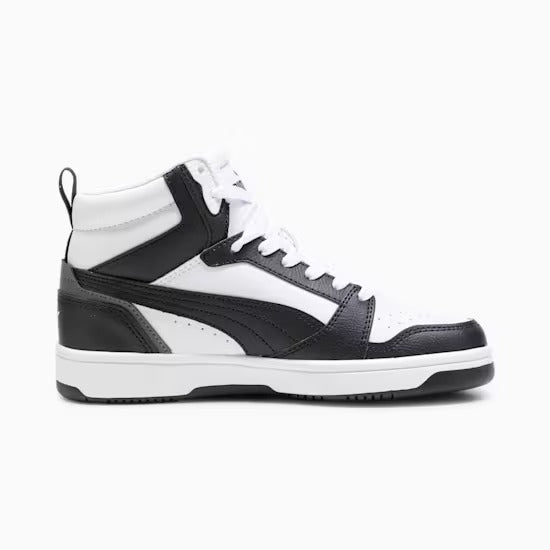 Puma 393831-01 Sneakers Rebound V6 Mid da ragazzi White-PUMA Black-Shadow Gray