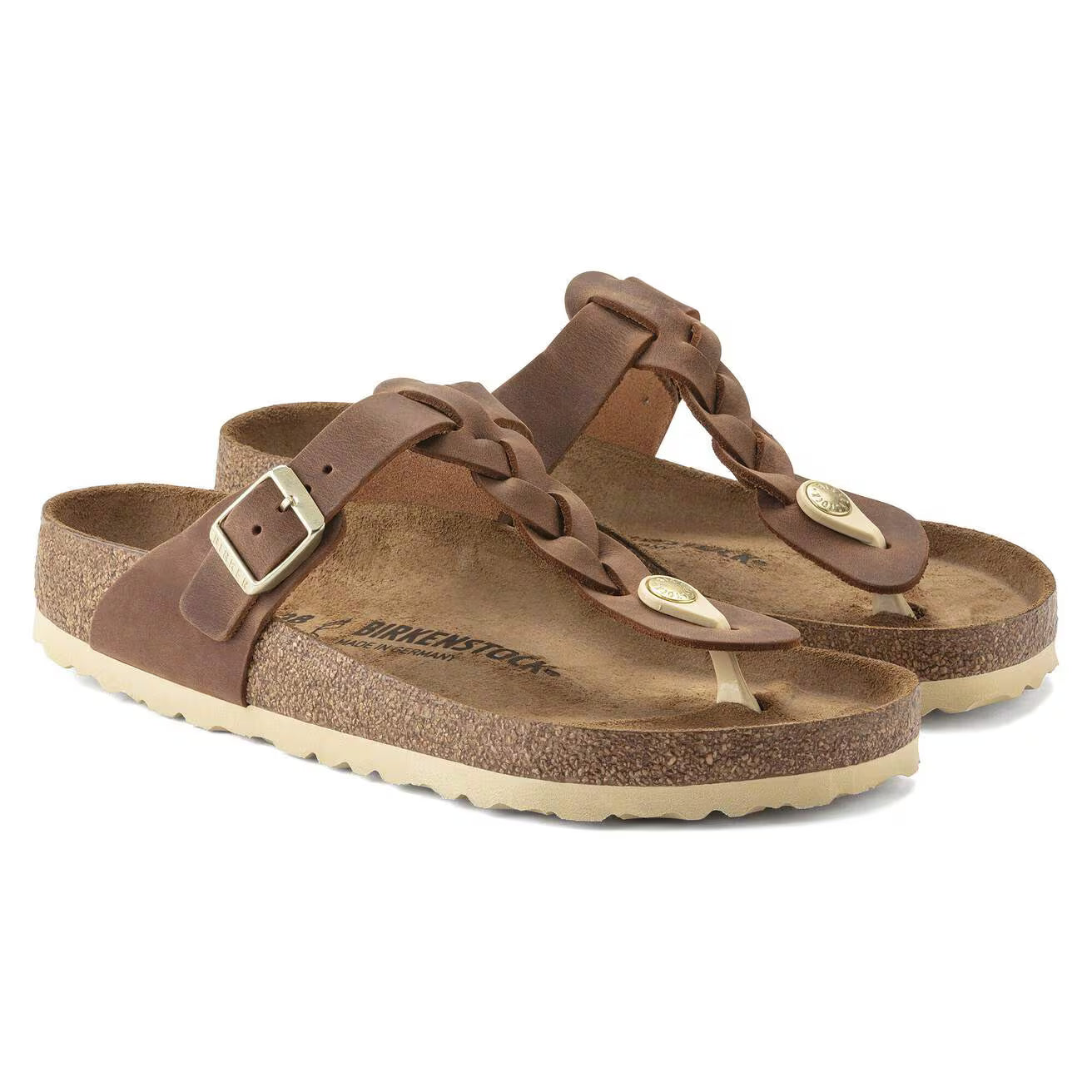 Birkenstock 1021355 Gizeh Braided  Pelle oliata cognac