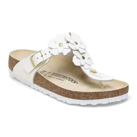 Birkenstock 1026686 Gizeh Flower Embellishment  Pelle naturale white