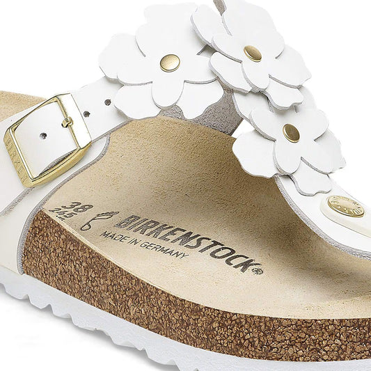 Birkenstock 1026686 Gizeh Flower Embellishment  Pelle naturale white