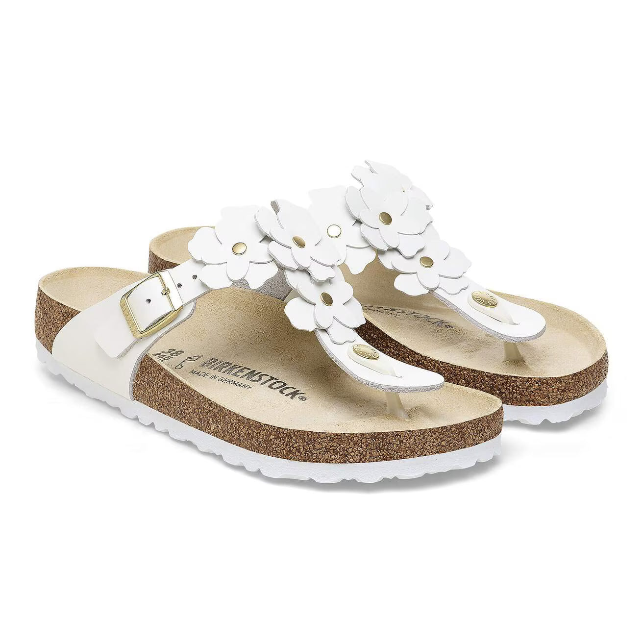 Birkenstock 1026686 Gizeh Flower Embellishment  Pelle naturale white