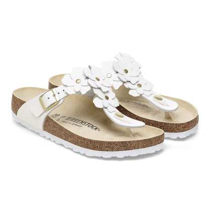 Birkenstock 1026686 Gizeh Flower Embellishment  Pelle naturale white