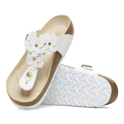 Birkenstock 1026686 Gizeh Flower Embellishment  Pelle naturale white