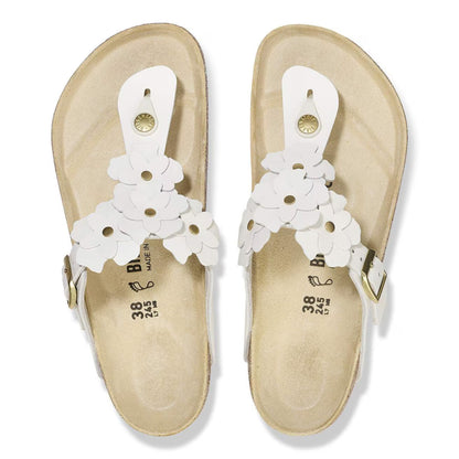 Birkenstock 1026686 Gizeh Flower Embellishment  Pelle naturale white