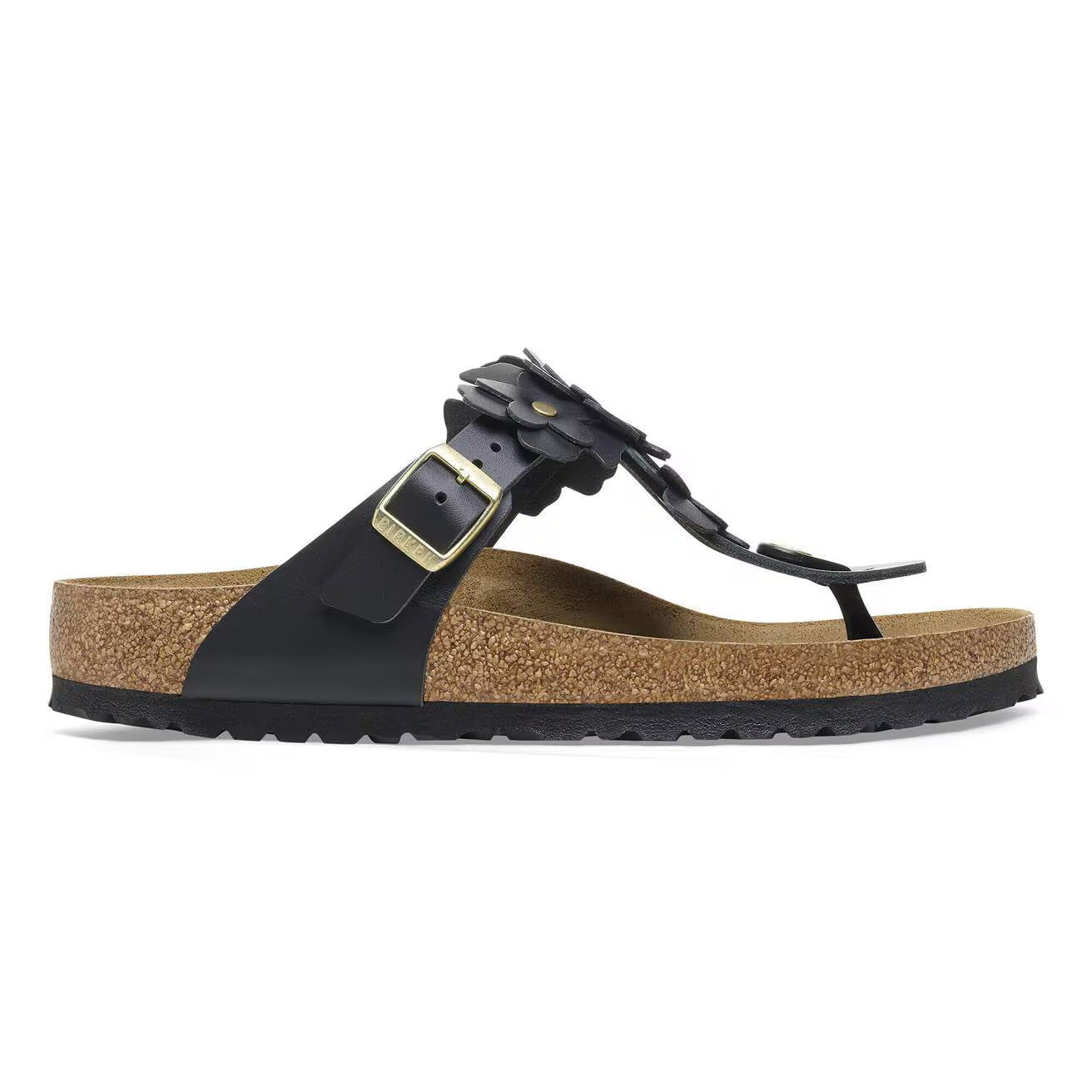 Birkenstock 1026693 Gizeh Flower Embellishment  Pelle naturale black