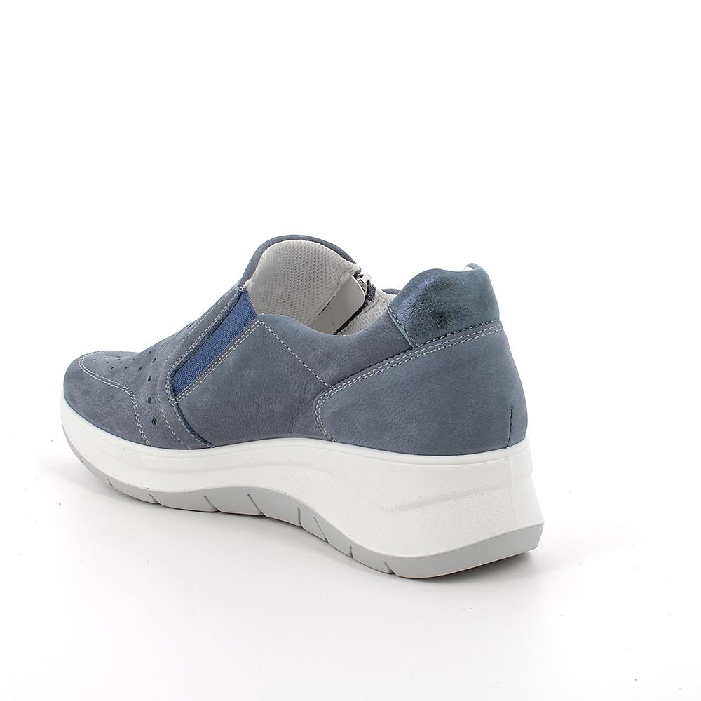 Igi&Co 5653500 sneakers slip on con zeppa da donna in pelle avio