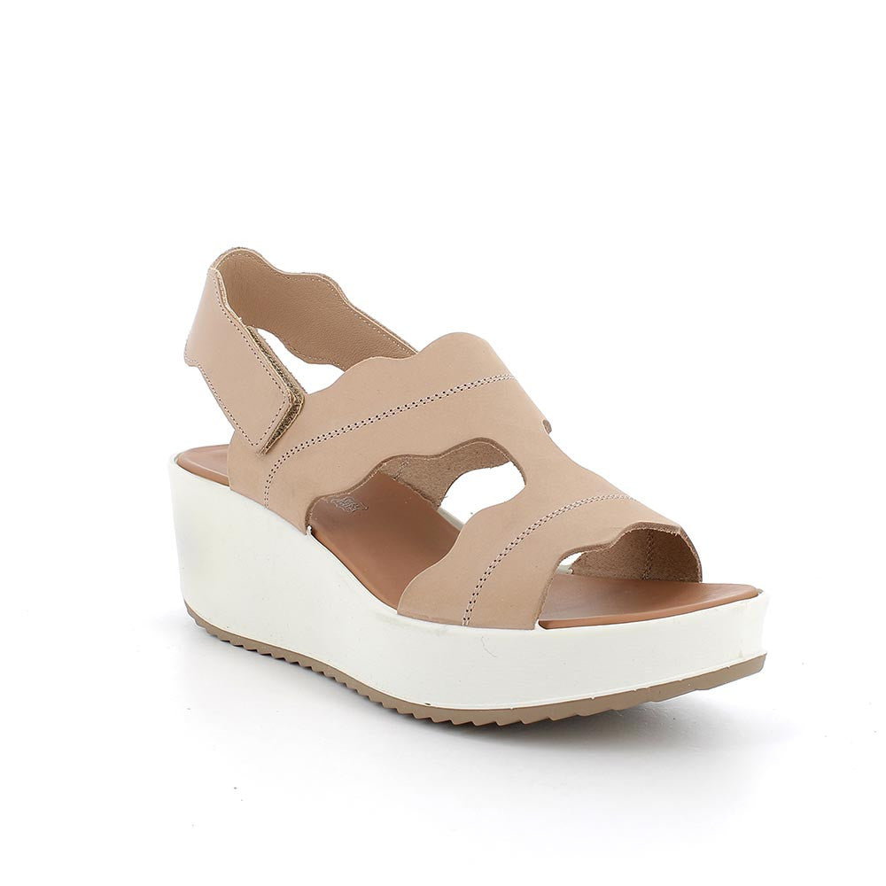 Igi&Co 5668422 sandali con zeppa in pelle da donna beige