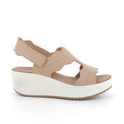 Igi&Co 5668422 sandali con zeppa in pelle da donna beige