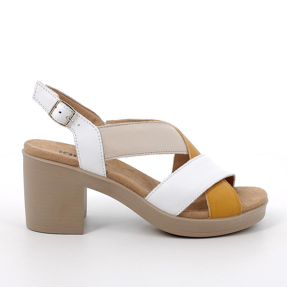 Igi&Co 5676211 sandali con tacco in pelle da donna bianco/ocra/beige