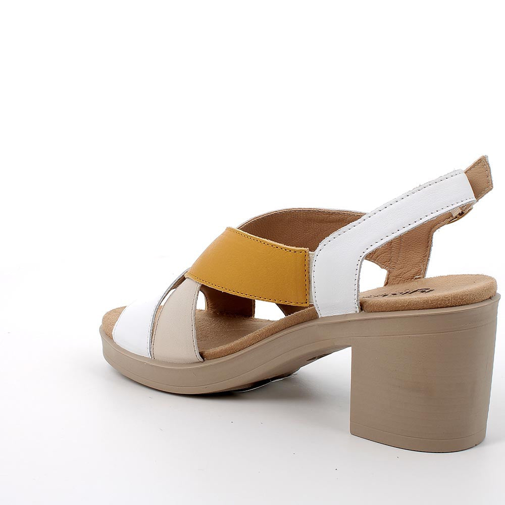 Igi&Co 5676211 sandali con tacco in pelle da donna bianco/ocra/beige