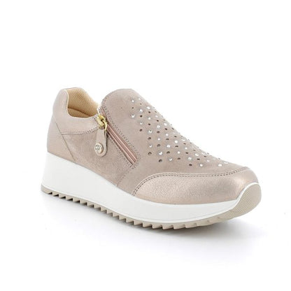 Enval Soft 5772733 sneakers con zeppa in pelle color champagne da donna