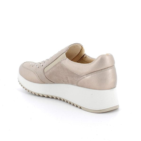 Enval Soft 5772733 sneakers con zeppa in pelle color champagne da donna