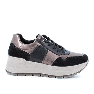 Igi&Co 6675400 Sneakers con zeppa in pelle da donna nero-bronzo