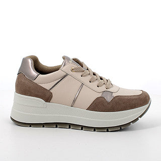 Igi&Co 6675411 Sneakers con zeppa in pelle da donna fango-écru