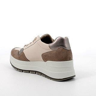 Igi&Co 6675411 Sneakers con zeppa in pelle da donna fango-écru