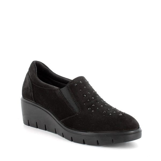 Enval Soft 6766200 Slip on con zeppa in pelle da donna nero