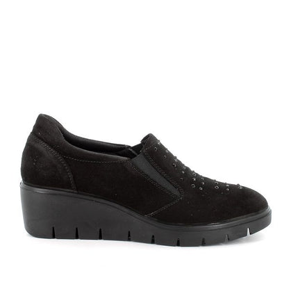 Enval Soft 6766200 Slip on con zeppa in pelle da donna nero