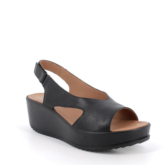 Igi&Co 7666000 Sandali con zeppa in pelle da donna nero