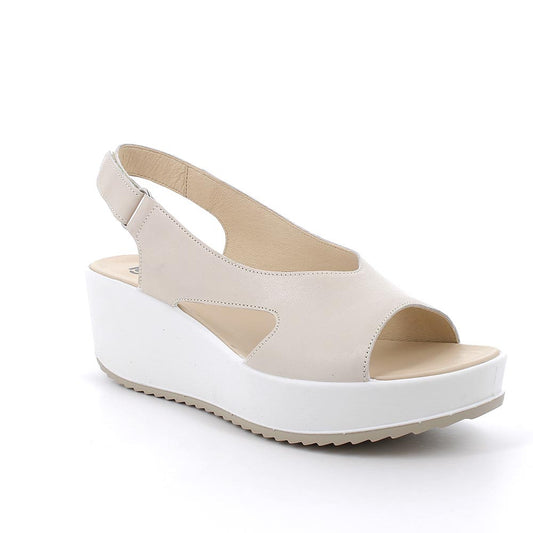 Igi&Co 7666033 Sandali con zeppa in pelle da donna panna