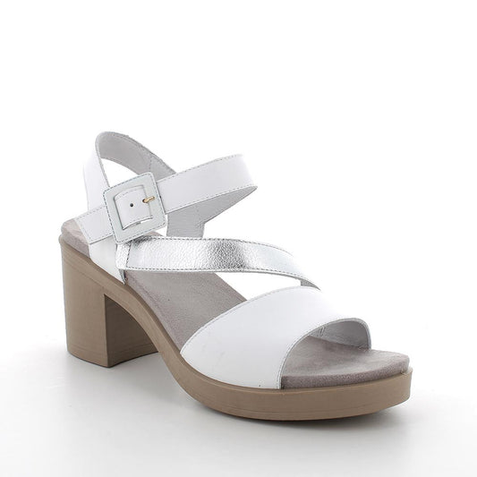 Igi&Co 7674233 Sandali con tacco in pelle da donna bianco-argento