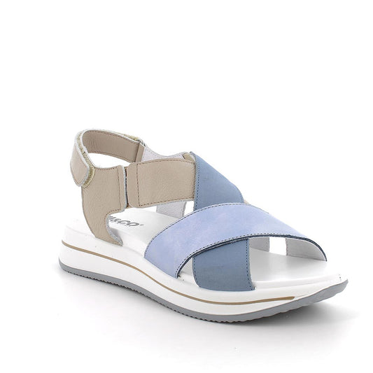 Igi&Co 7675500 Sandali con zeppa in pelle da donna marmotta-celeste
