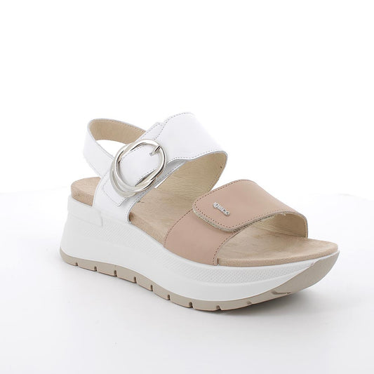Igi&Co 7677600 Sandali con zeppa in pelle da donna castoro-bianco
