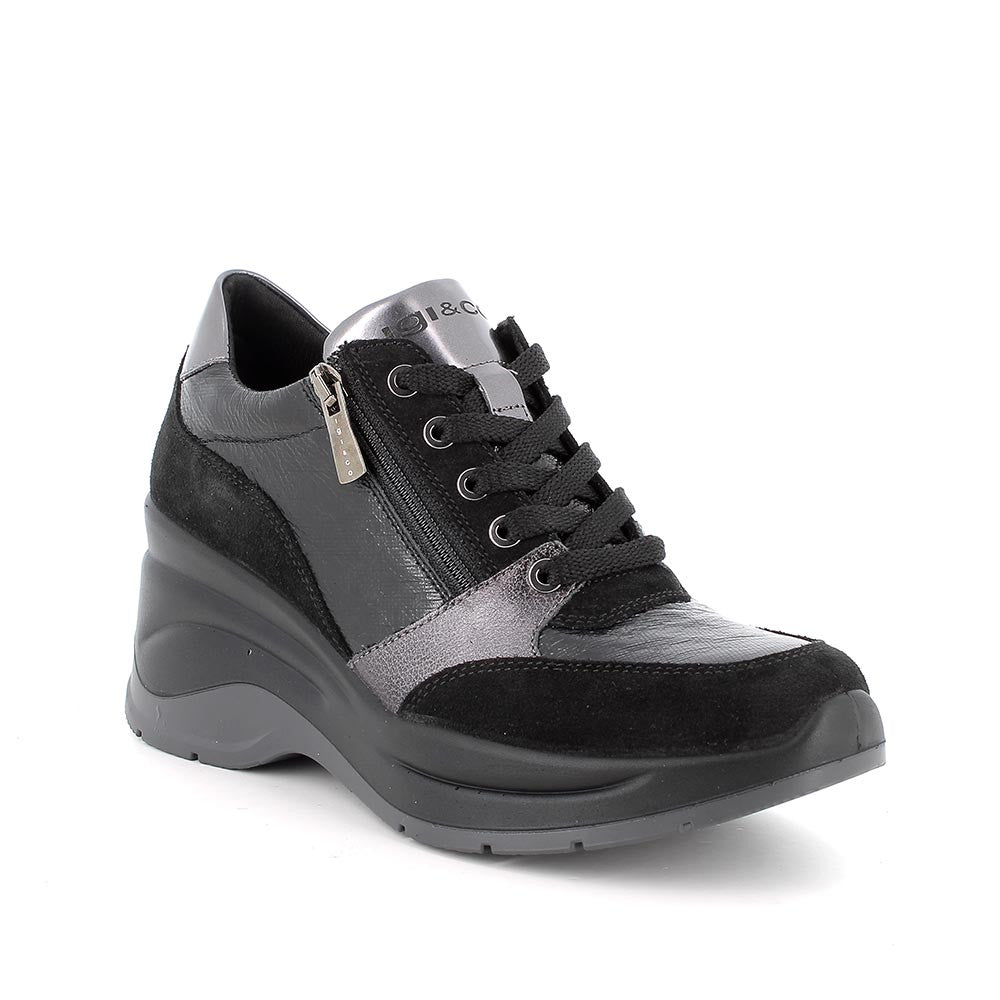 Igi&Co 8655800 Sneakers con zeppa da donna nero con zip