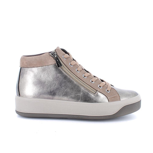 Igi&Co 8670011 Sneakers alte da donna platino con zip