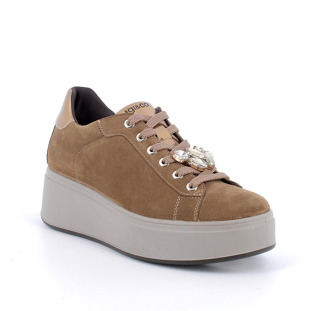 Igi&Co 8671244 Sneakers con zeppa da donna marrone con lacci