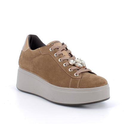 Igi&Co 8671244 Sneakers con zeppa da donna marrone con lacci