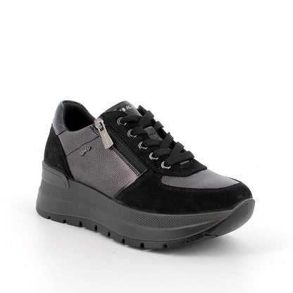 Igi&Co 8677500 Sneakers con zeppa da donna grigio e nero con zip