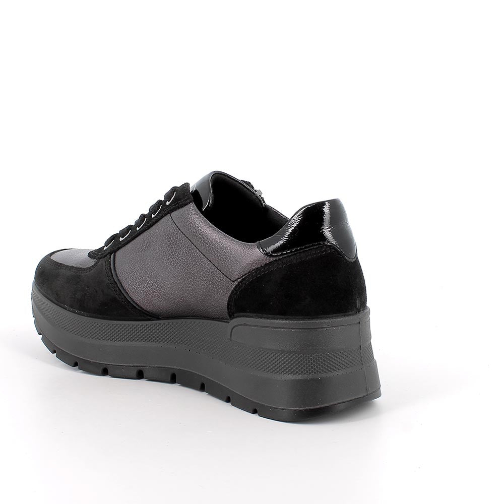Igi&Co 8677500 Sneakers con zeppa da donna grigio e nero con zip